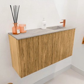 Mondiaz Joya DLux 80cm toiletmeubel oak met wastafel faye rechts 1 kraangat glace