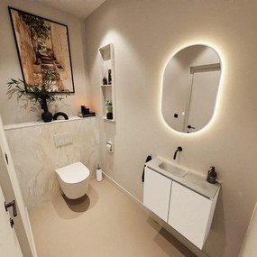 MONDIAZ TURE-DLUX 60cm toiletmeubel Talc. EDEN wastafel Ostra positie links. Zonder kraangat. TUREDX60TALL0OST