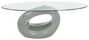 vidaXL Salontafel met ovaal glazen tafelblad hoogglans grijs