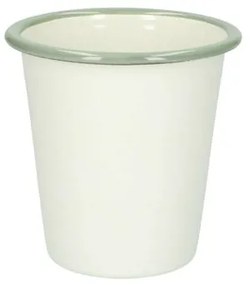 Beker, emaille, groengrijs/wit,Ø 9 cm