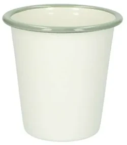 Beker, emaille, groengrijs/wit,Ø 9 cm