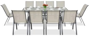 Metalen tuinmeubel Modena voor 10 personen met grote tafel Garden Point lichtgrijs