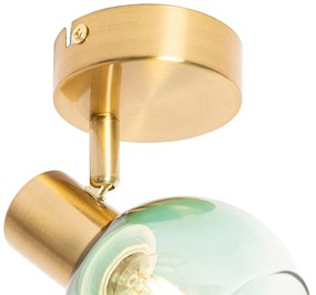 Art Deco spot goud met groen glas - Vidro