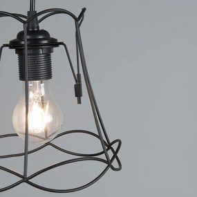 Retro hanglamp zwart 20 cm - Granny Frame Retro Minimalistisch E27 Draadlamp rond Binnenverlichting Lamp