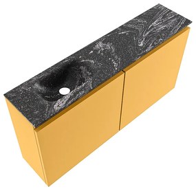 Mondiaz Ture DLux toiletmeubel 100cm ocher met wastafel lava links met kraangat