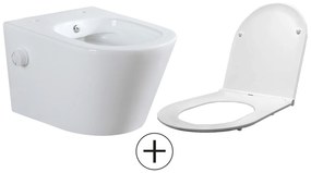 Mueller Afesta randloos toiletpot met bidetsproeier warm/koud en platte softclose zitting wit glans