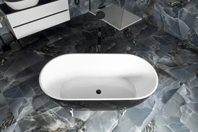 Polysan Reduta vrijstaand bad zwart/wit mineraalmarmer 150x75x46cm