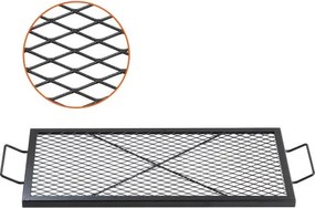 VEVOR 810 x 380 x 25 mm X-Marks vuurkorf grillrooster, rechthoekig grillrooster, kampvuur BBQ grillrooster van staal met handvat, draagbaar kampeerkookgerei voor buitenfeesten, zwart