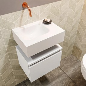 Mondiaz Andor toiletmeubel 40cm mat wit met witte wastafel links zonder kraangat