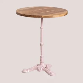 Azteca Ronde Barkruk Van Acaciahout Ø60 Cm & Acaciahout - Suikerspinroze - Sklum