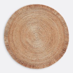 Rond vloerkleed in jute met franjes, Aftas