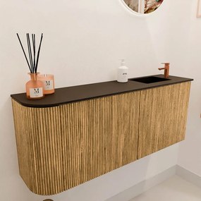 Mondiaz Joya 100cm toiletmeubel ronding links oak met wastafel faye rechts 1 kraangat urban