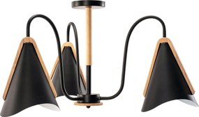 Scandinavische driearmige zwarte plafondlamp APP605-3C