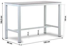 Barset 4 personen  Aluminium Wit Lifestyle Garden Furniture Brandon