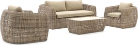 + 10% kassakorting | Stoel-bank loungeset Intenso | 5 personen | Loungeset Beige | Wicker (vlechtwerk) | Kees Smit Tuinmeubelen