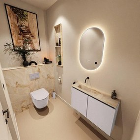 MONDIAZ TURE-DLUX 80cm toiletmeubel Cale. EDEN wastafel Frappe positie links. Zonder kraangat. TUREDX80CALL0FRA