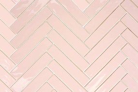 Wandtegel roze visgraat Sartoria Vernici 25x5cm baby pink glans gerectificeerd