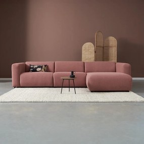 Hoekbank Met Chaise Longue Rechts Terracotta Roze