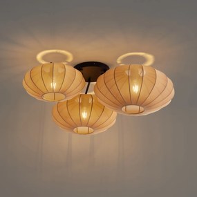 Japandi plafondlamp bruin 3-lichts - Multi Bida