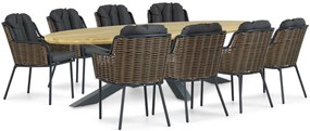 Tuinset 8 personen 280 cm Aluminium/wicker Grijs Santika Furniture Santika