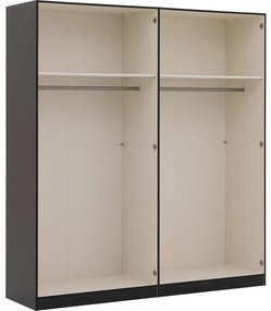 Goossens Kledingkast Easy Storage Ddk, Kledingkast 203 cm breed, 220 cm hoog, 2x draaideur en 2x spiegel draaideur midden