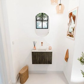 Mondiaz Joya DLux 60cm toiletmeubel shadow met wastafel faye midden zonder kraangat ostra