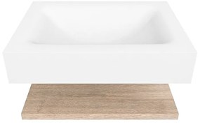 Zaro Alan badmeubel 60cm met planchet washed oak en vrijhangende wastafel cloud midden 1 kraangat talc