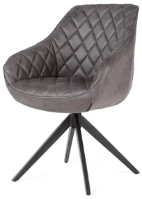 Eetkamerstoel - Collins - lederlook Soft antraciet