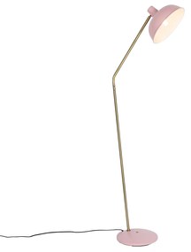 Retro vloerlamp roze met brons - Milou Retro E27 Binnenverlichting Lamp