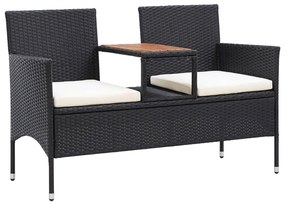 vidaXL Tuinbank 2-zits met tafeltje 143 cm poly rattan zwart