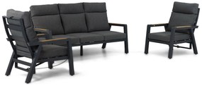 Stoel en Bank Loungeset 5 personen Aluminium/teak Grijs Lifestyle Garden Furniture Marseille