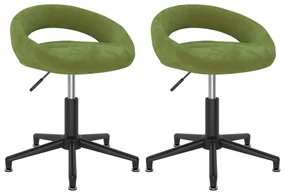vidaXL Eetkamerstoelen draaibaar 2 st fluweel lichtgroen