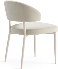 IRIS Zandkleurig beige (stof Victoria A80) / beige onderstel – MODERNE GESTOFFEERDE STOEL VOOR WOONKAMER/EETKAMER BOHO