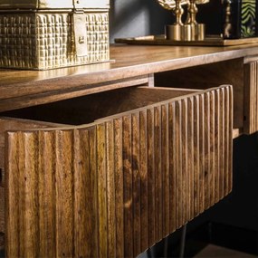 Houten Sidetable Met Ribbels - 110 X 40cm.