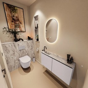 Mondiaz Ture DLux toiletmeubel 100cm cale met wastafel glace links met kraangat