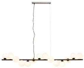 Brede Hanglamp Zwart Met Melkglas Bollen