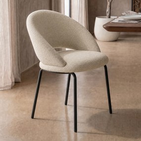 Eetkamerstoel Met Zwart Onderstel Beige