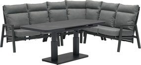 Caribbean verstelbare hoek loungeset 6 delig antraciet met uitschuifbare verstelbare tafel