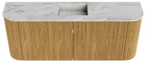 Mondiaz Joya DLux 105cm toiletmeubel ronding links/rechts oak met wastafel faye midden 1 kraangat glace