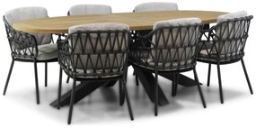 Tuinset 6 personen Aluminium/Teak/Rope /Olefin Grijs 4 Seasons Outdoor Calpi/Brookline