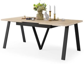 AVERY Sonoma eik/onderkant zwart - LOFT/INDUSTRIËLE TAFEL VOOR WOONKAMER / EETKAMER UITKLAPBAAR TOT 290 cm!