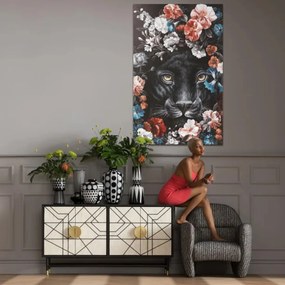Kare Design Night Leo In Flower Schilderij Luipaard