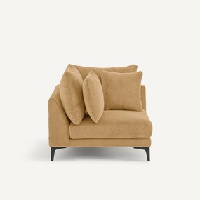 Hoekbank in stone-kleurig fluweel, MODERNISTE, ontwerp van Emmanuel Gallina