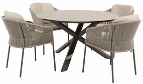 Taste by 4 Seasons Florence tuinset terre met Prado tafel keramiek 130 cm Tuinstoel   bruin weerbestendig