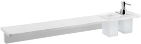 Sapho Abeline rockstone plank met glas en chromen zeepdispenser 80cm wit