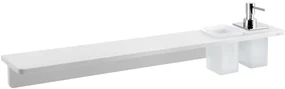 Sapho Abeline rockstone plank met glas en chromen zeepdispenser 80cm wit