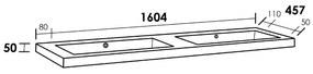 Sanituba Foggia wastafel mineraalmarmer zonder kraangaten 160cm glanzend