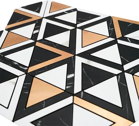 Zelfklevende Mozaïektegels Metaal | Driehoek Zwart Wit Goud | 28,7×33,1 cm | Keuken, Bad &amp; WC