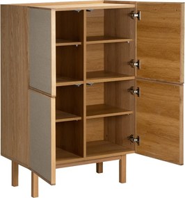 Eiken Wandkast Met Stoffen Deuren - 80x40x120cm.