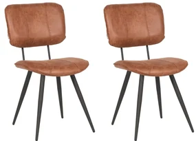 LABEL51 Eetkamerstoelen 2 st Fos 49x60x87 cm cognackleurig